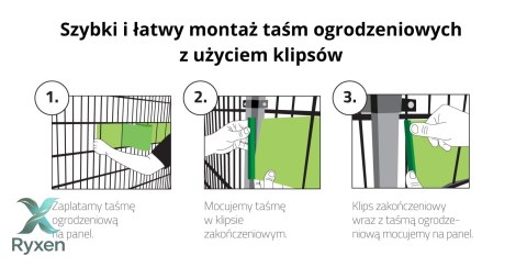 Klipsy do taśm ogrodzeniowych 10 szt. STANDARD ZIELONE Thermoplast