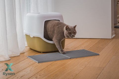 Mata 30x30cm przed kuwetę JASNO-SZARA FIBOO Fiboo