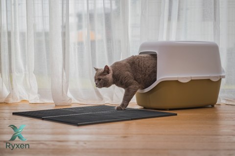 Mata 30x30cm przed kuwetę JASNO-SZARA FIBOO Fiboo