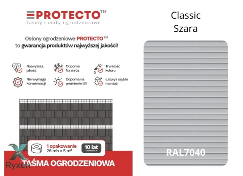 Taśma ogrodzeniowa 52mb Thermoplast® CLASSIC LINE 9,5cm SZARA PROTECTO