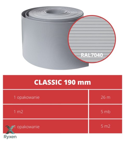 Taśma ogrodzeniowa ROLKA 26mb CLASSIC 19cm PROTECTO™ SZARA PROTECTO