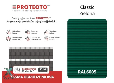 Taśma ogrodzeniowa ROLKA 26mb CLASSIC 19cm PROTECTO™ ZIELONA PROTECTO