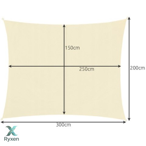 Żagiel przeciwsłoneczny 3x2m- beżowy Gardlov 23163 GARDLOV