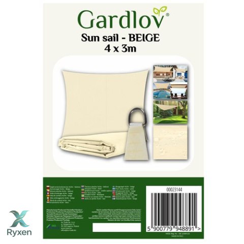 Żagiel przeciwsłoneczny 4x3m- beżowy Gardlov 23144 GARDLOV