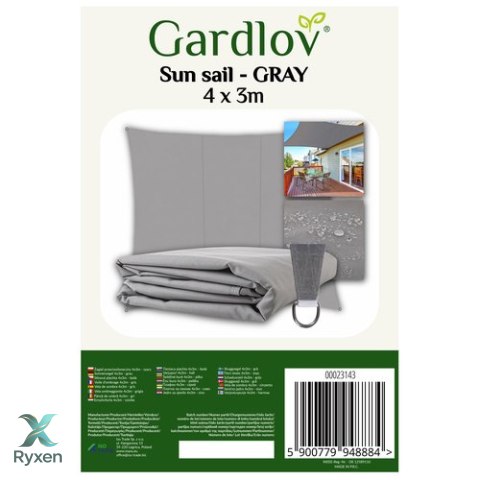 Żagiel przeciwsłoneczny 4x3m- szary Gardlov 23143 GARDLOV