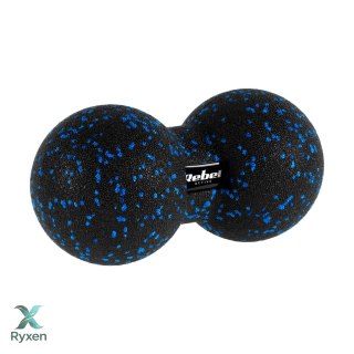 Duoball podwójna piłka do masażu 12cm, kolor czarno-niebieski, materiał EPP, REBEL ACTIVE Rebel