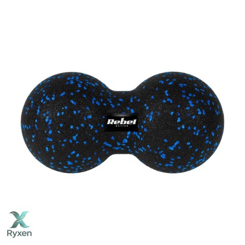 Duoball podwójna piłka do masażu 12cm, kolor czarno-niebieski, materiał EPP, REBEL ACTIVE Rebel