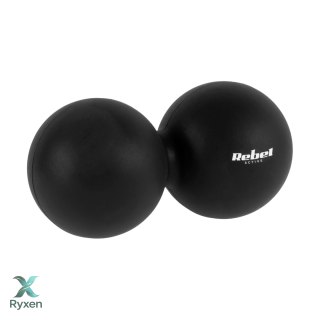 Duoball podwójna piłka do masażu 6.2cm, kolor czarny, materiał silikon, REBEL ACTIVE Rebel