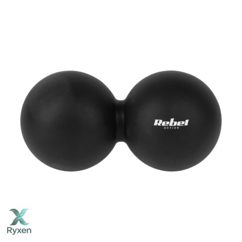 Duoball podwójna piłka do masażu 6.2cm, kolor czarny, materiał silikon, REBEL ACTIVE Rebel