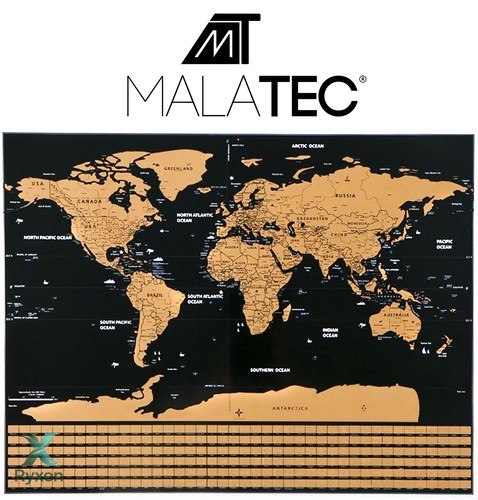 Mapa świata - zdrapka z flagami + akcesoria 23442 MALATEC