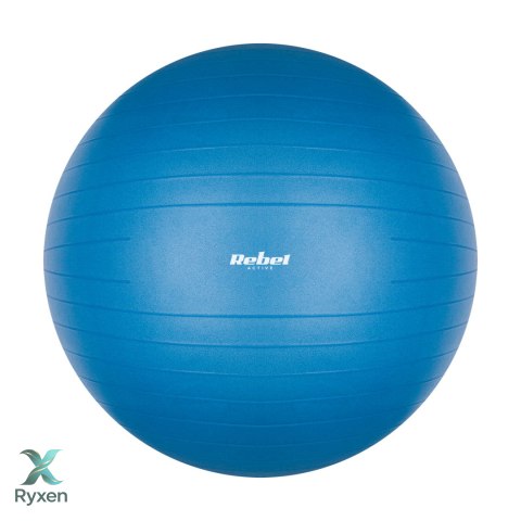 Piłka gimnastyczna rehabilitacyjna 55cm z pompką ręczną, kolor niebieski , REBEL ACTIVE Rebel