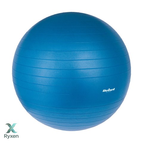 Piłka gimnastyczna rehabilitacyjna 65cm z pompką ręczną, kolor niebieski , REBEL ACTIVE Rebel