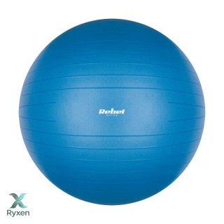 Piłka gimnastyczna rehabilitacyjna 65cm z pompką ręczną, kolor niebieski , REBEL ACTIVE Rebel