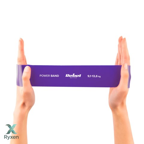 Zestaw gum do ćwiczeń lateksowy - Mini Band L, 2.3-18.2 kg, 5 gum, fioletowy, REBEL ACTIVE Rebel