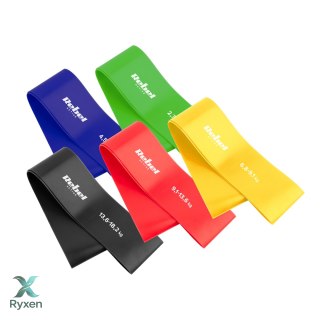 Zestaw gum do ćwiczeń lateksowy - Mini Band L, 2.3-18.2 kg, 5 gum, kolorowy, REBEL ACTIVE Rebel