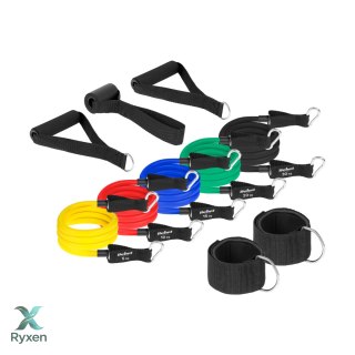 Zestaw gum oporowych do ćwiczeń - Power Tube Set , 5-80 kg, 5 gumy, REBEL ACTIVE Rebel