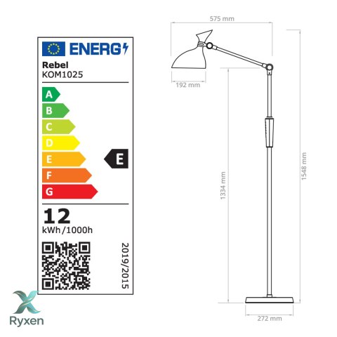 Lampa stojaca led ze ściemniaczem i zmianą temperatury barwowej Rebel
