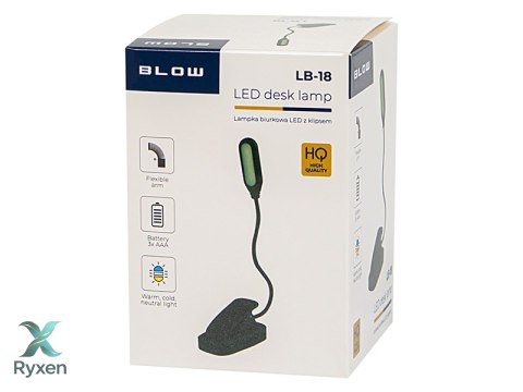44-162# Lampka biurkowa led lb-18 z klipsem czarna` Blow