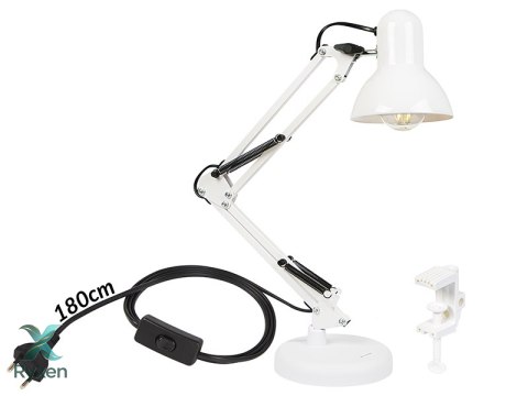 44-167# Lampka biurkowa led lb-22 kreślarska 2w1 e27 biała Blow