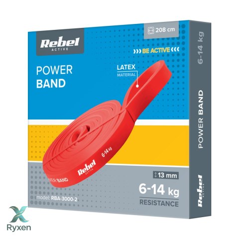 Guma do ćwiczeń lateksowa - Power Band PL-2, czerwona 6-14 kg REBEL ACTIVE Rebel