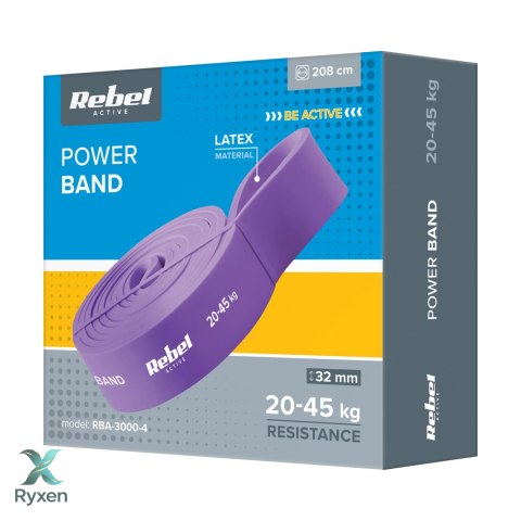 Guma do ćwiczeń lateksowa - Power Band PL-4, fioletowa 20-45 kg REBEL ACTIVE Rebel