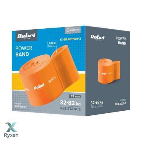 Guma do ćwiczeń lateksowa - Power Band PL-7, pomarańczowa 32-82 kg REBEL ACTIVE Rebel