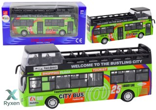 Autobus Piętrowy Turystyczny 1:32 Otwierane Drzwi Zielony LEAN TOYS
