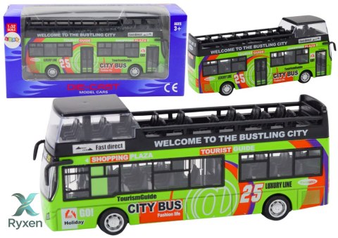 Autobus Piętrowy Turystyczny 1:32 Otwierane Drzwi Zielony LEAN TOYS