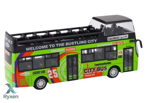 Autobus Piętrowy Turystyczny 1:32 Otwierane Drzwi Zielony LEAN TOYS
