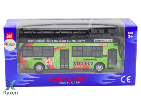 Autobus Piętrowy Turystyczny 1:32 Otwierane Drzwi Zielony LEAN TOYS