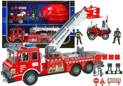 Duży Zestaw Straż Pożarna Wóz Strażacki Figurki Quad Kask Dla Dziecka LEAN TOYS