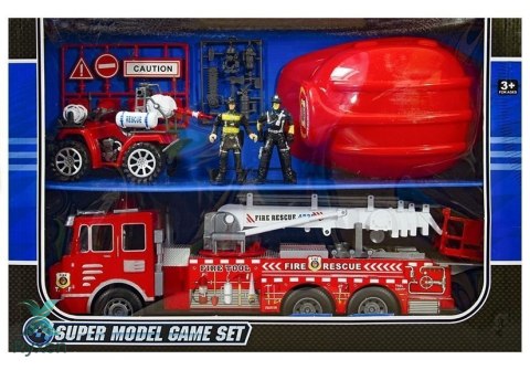 Duży Zestaw Straż Pożarna Wóz Strażacki Figurki Quad Kask Dla Dziecka LEAN TOYS
