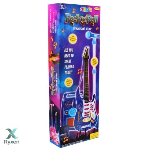 Gitara z Mikrofonem Strunami Wzmacniaczem Różowa LEAN TOYS