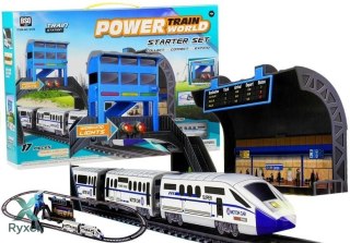 Kolejka na Baterie 244 cm + Dworzec Wagon LEAN TOYS