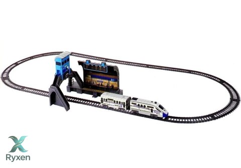 Kolejka na Baterie 244 cm + Dworzec Wagon LEAN TOYS