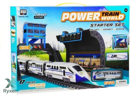 Kolejka na Baterie 244 cm + Dworzec Wagon LEAN TOYS