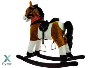 Koń Na Biegunach Rusza Pyskiem Ogonem Dźwięki Jasnobrązowy 74 cm LEAN TOYS