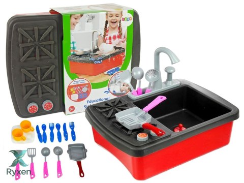 Kuchenka i Zlewozmywak z Akcesoriami Kran z Wodą LEAN TOYS