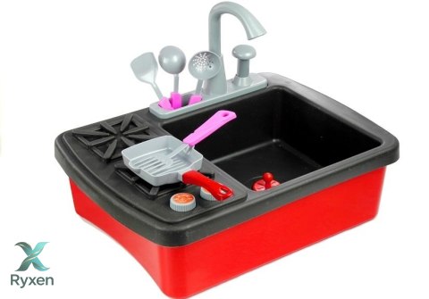 Kuchenka i Zlewozmywak z Akcesoriami Kran z Wodą LEAN TOYS