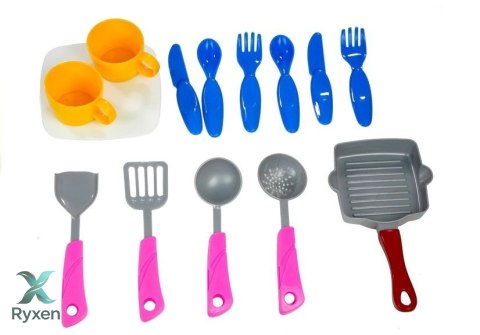 Kuchenka i Zlewozmywak z Akcesoriami Kran z Wodą LEAN TOYS