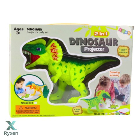 Projektor Dinozaur Do Rysowania Malowania 18 Obrazków Pisaki 2w1 LEAN TOYS