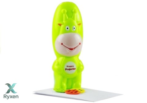 Projektor Do Rysowania Rzutnik Krówka 3 Dyski Pisaki Zielony 3w1 LEAN TOYS