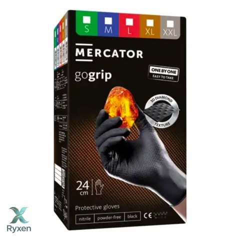 Rękawice nitrylowe czarne mercator gogrip one-by-one black 100szt. rozmiar xl MERCATOR