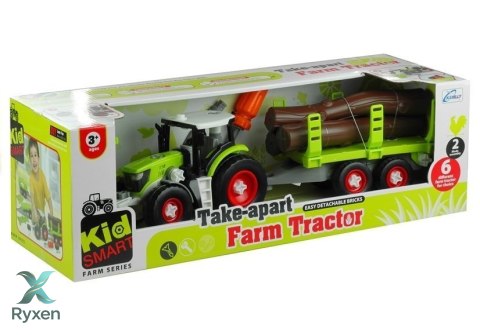 Rozkręcany Traktor z Przyczepą z Drewnem 43 cm LEAN TOYS
