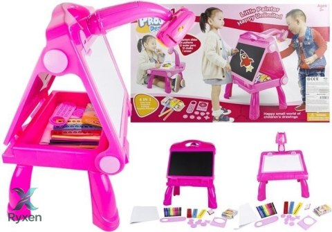 Tablica Sztaluga Projektor Stolik Do Malowania Rysowania 4w1 49 cm LEAN TOYS