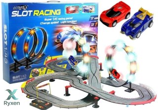 Tor Wyścigowy 2 Autka Slot Cars 1:43 Pętla Lampki LEAN TOYS