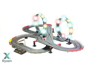 Tor Wyścigowy 2 Autka Slot Cars 1:43 Pętla Lampki LEAN TOYS