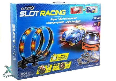 Tor Wyścigowy 2 Autka Slot Cars 1:43 Pętla Lampki LEAN TOYS