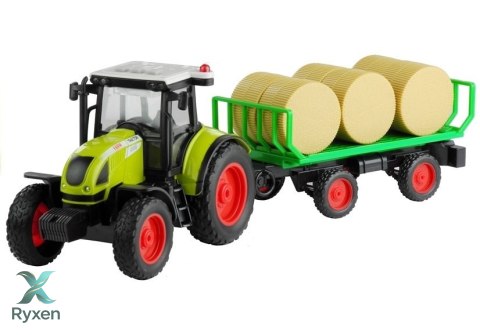 Traktor Farmerski Rolniczy Przyczepa Bale Siana Zielony 1:16 LEAN TOYS