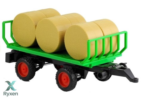 Traktor Farmerski Rolniczy Przyczepa Bale Siana Zielony 1:16 LEAN TOYS